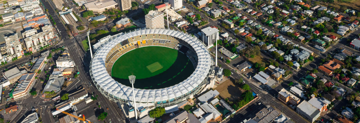 Brisbane aerial view including the Gabba stadium
