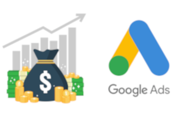 A pile of money next to the Google Ads logo